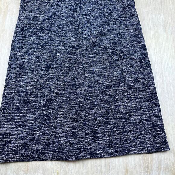 Adrianna Papell Navy Tweed Knit Short Sleeve Elegant Office Chic Shift Dress 10 - Picture 9 of 13